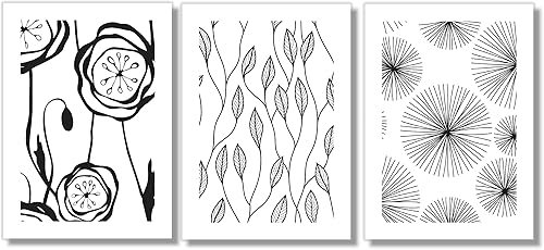 Miniatura 7 de Mid Century Modern Wall Art Prints - Botanical Abstract Pattern Wall Decor - (Set of 9) 5x7 - Unframed (Black)