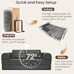 Couch pliant, canapé-lit convertible de 78'' 4-in-1 Canapé-lit pliable, dossier ergonomique & Profondeur du siège, Tissu Chenille Premium, Canapé au sol pour le salon/chambre d'hôtes/salle de jeux, Gris