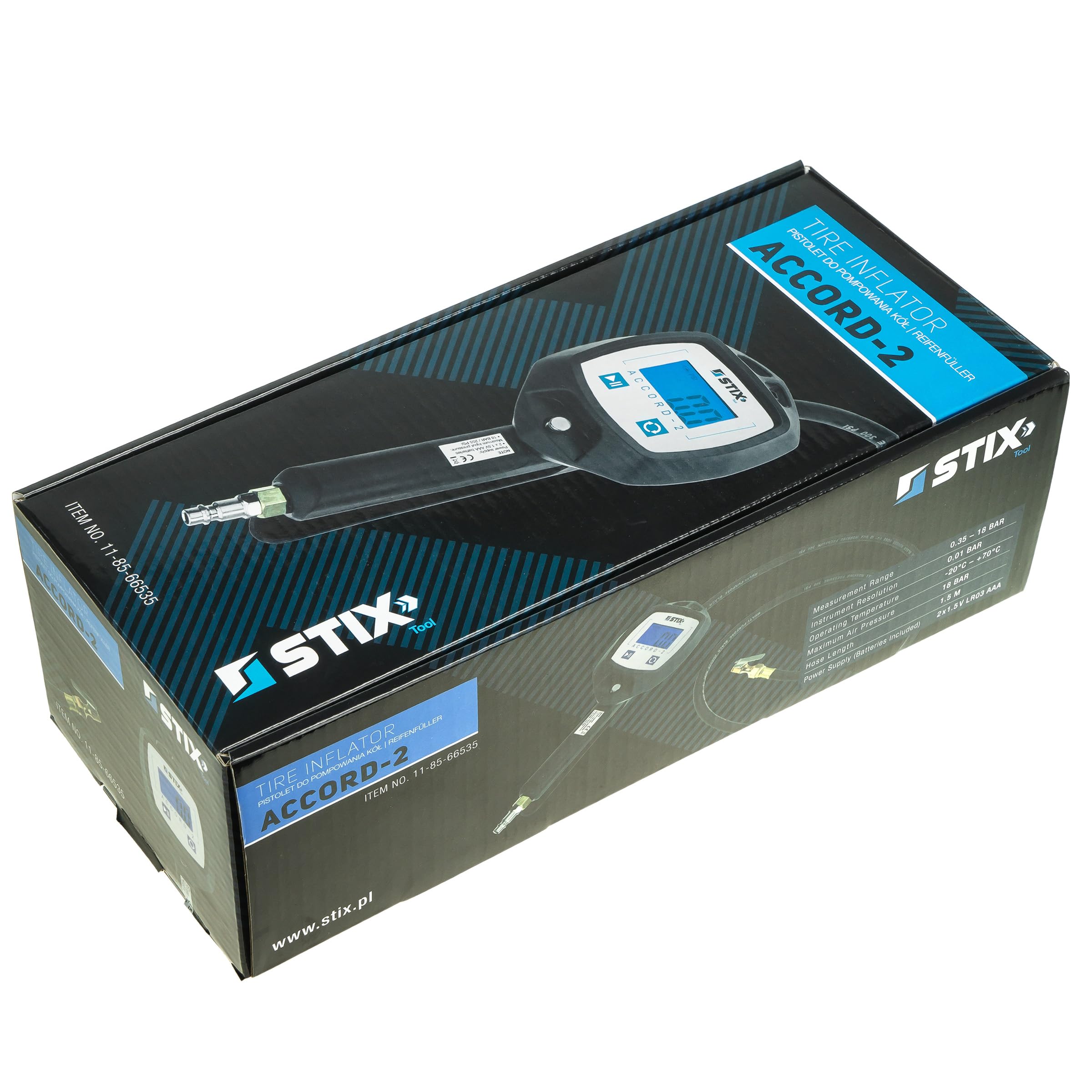 STIX Automotive Equipment Gonfleur à air comprimé avec manomètre électronique 0-18 bar (ACCORD-2)