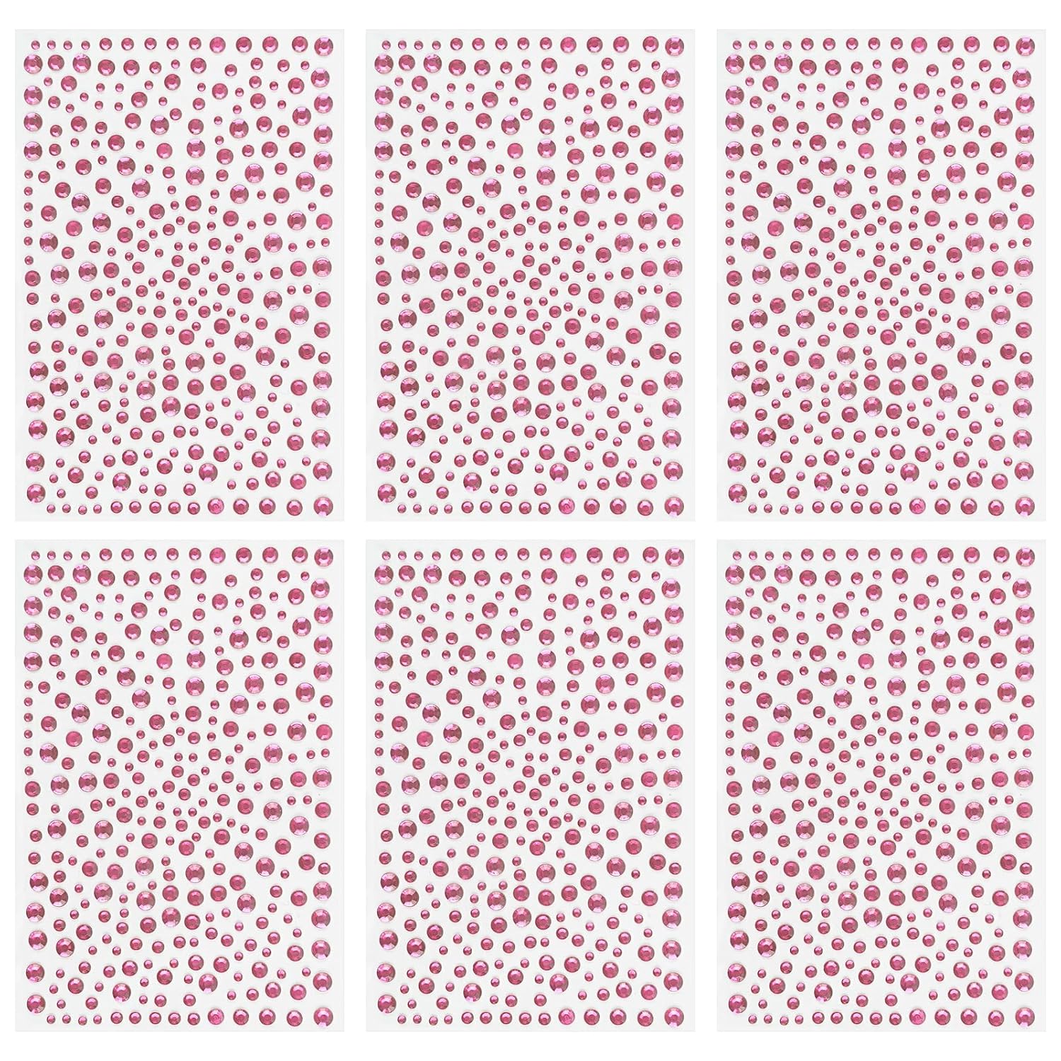 Totelux 1950Pcs Pink Face Gems 3/4/5/6mm Round Rhinestones Face Jewels Stickers Crystal Body Eye Temporary Tattoo for Women Makeup Festive Party Costume Cosplay Accessories