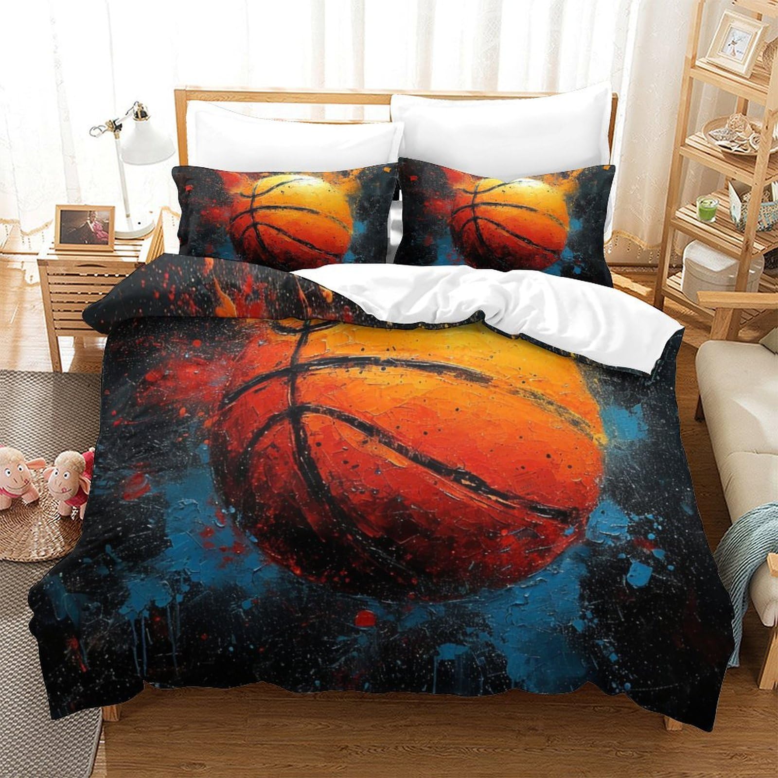 Parure de lit basketball 3D microfibre respirante anti-transpiration housse de couette douce