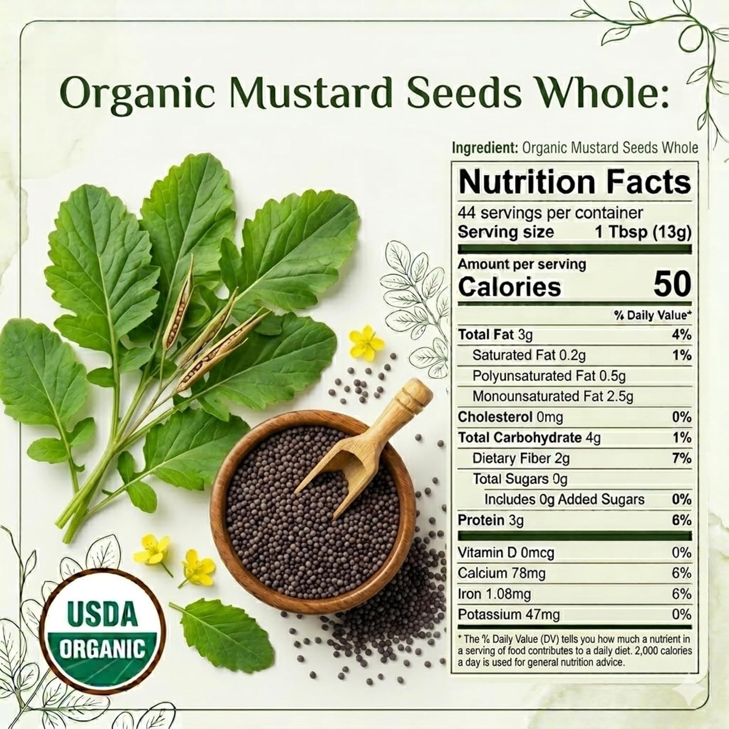 Black Mustard Seeds Whole by SpicyOrganic– 4oz Rai Sarson, Organic Mustard Seeds Non-GMO, Gluten Free, Bold Flavor for Cooking, Pickling, BBQ Rubs & Ayurvedic Use image 2