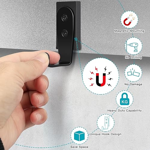 Miniatura 3 de FYY Percha magnética para corona, paquete de 2 imanes resistentes con gancho para refrigerador, ganchos magnéticos para decoración de Navidad para