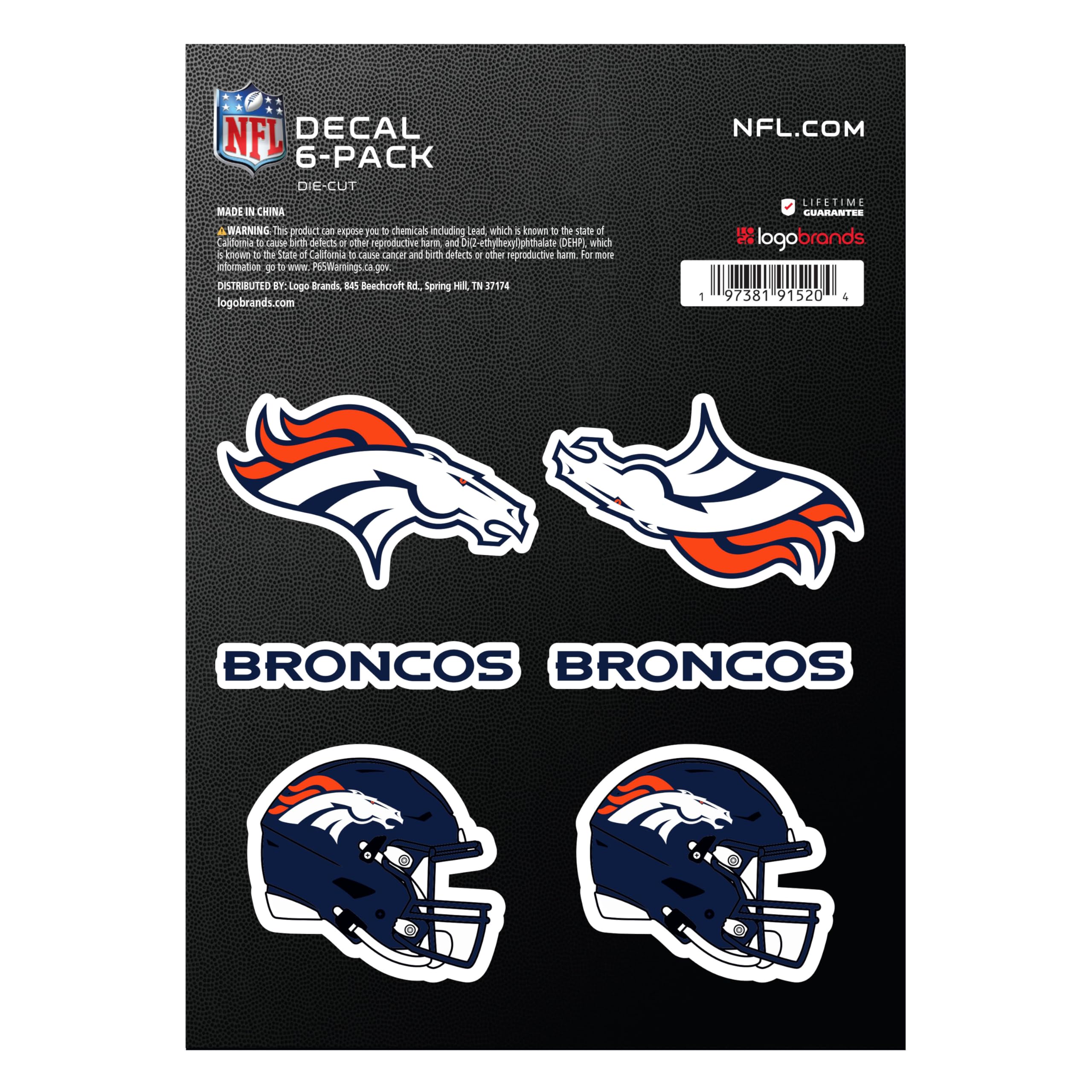Denver Broncos pegatinas de 18 logos para decorar tu casco portátil y termo de agua