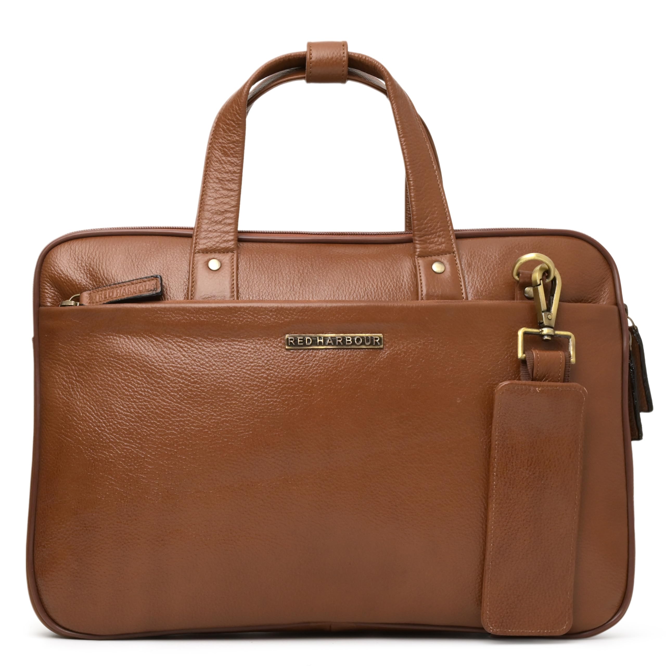 Genuine Leather Laptop bag for Men, 15.6 inch Office Bag for Man with Adjustable straps, Multiple Compartments and Rainproof zippers for Office, Travel & Daily Use (RH008)-image-37