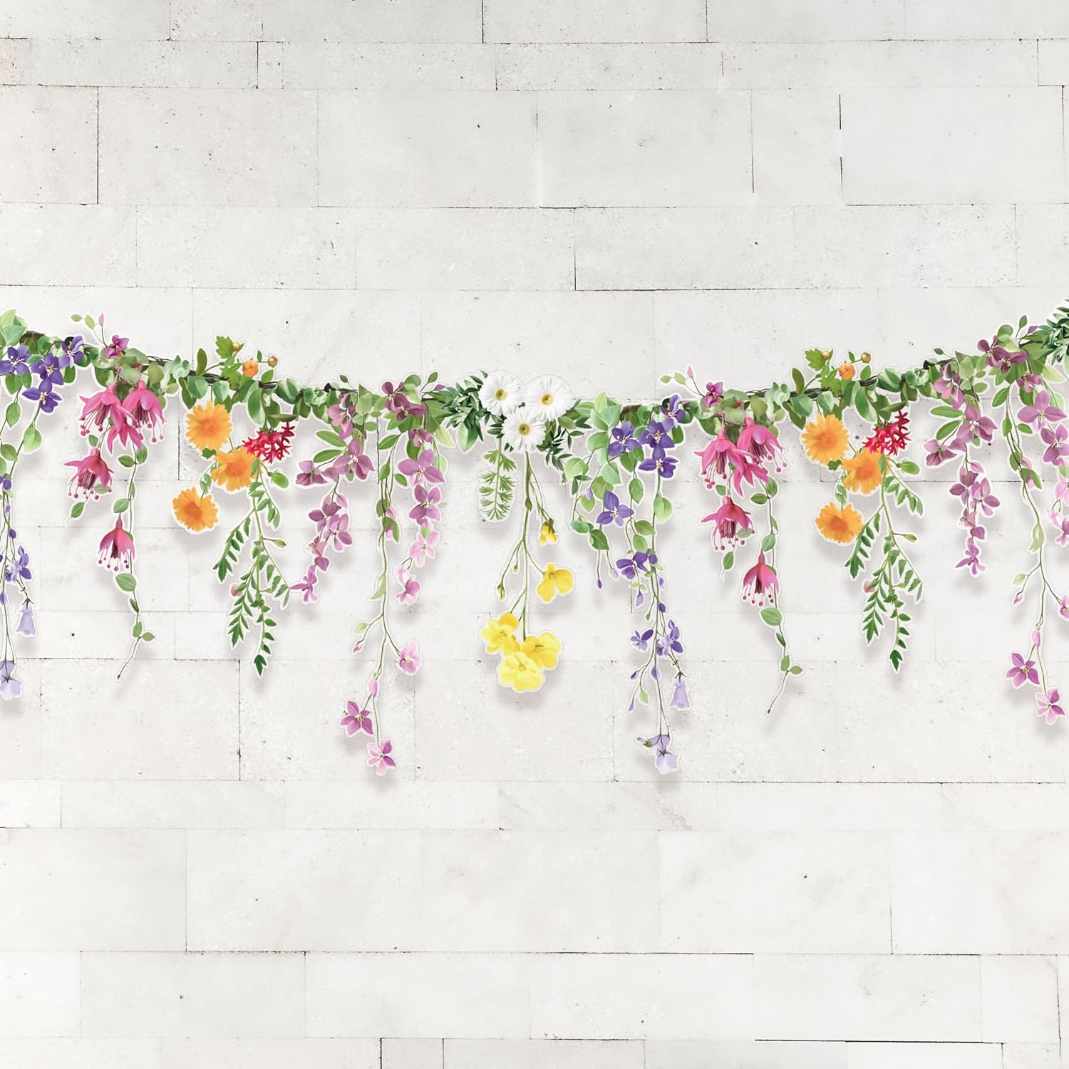Cheerland Flower Banner Wildflower Garland Floral Party Decorations Waterproof Banner Whimsical Decor for Enchanted Garden Floral Woodland Birthday Tea Party Garden Wedding Onederland Baby Shower
