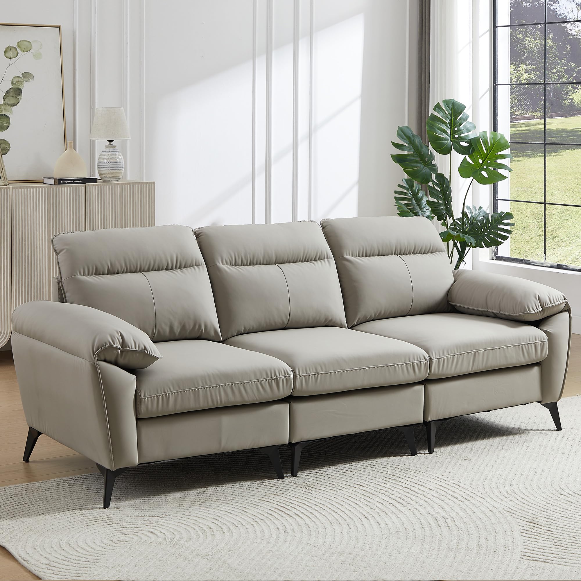 Amazon｜ソファ 3人掛け ソファセット 幅205cm PUレザーソファ