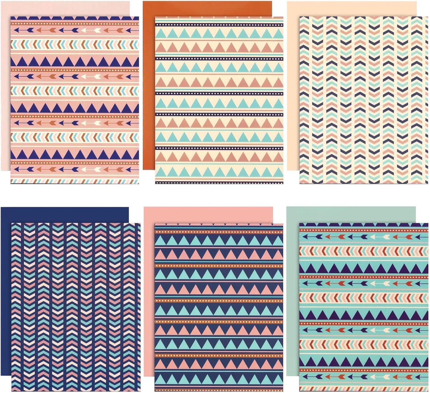 BLUE PANDA 12 Pack Geometric 2 Pocket Folders, Letter Size