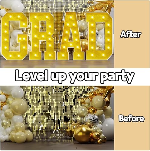 Miniatura 7 de Imprsv Números de marquesina dorados de 4 pies decoración de fiesta dorada - Número iluminado 5 grande 4 pies de alto - Decoraciones de cumpleaños