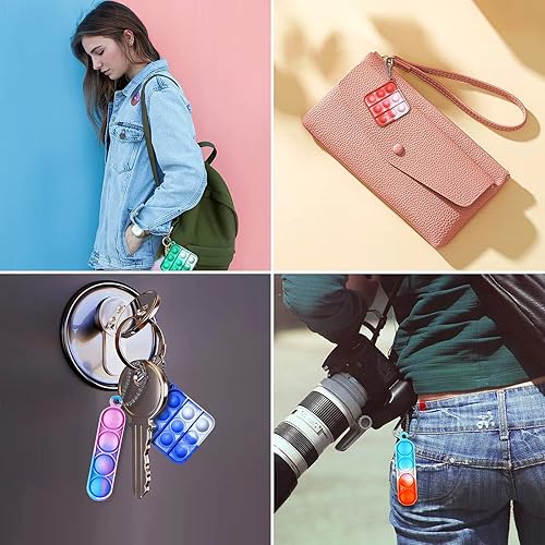 Miniatura 6 de 130 piezas de llavero para apretar para recuerdos de fiesta, mini llavero Pop It Fidget Toy a granel, relleno de piñata, cumpleaños, carnaval,