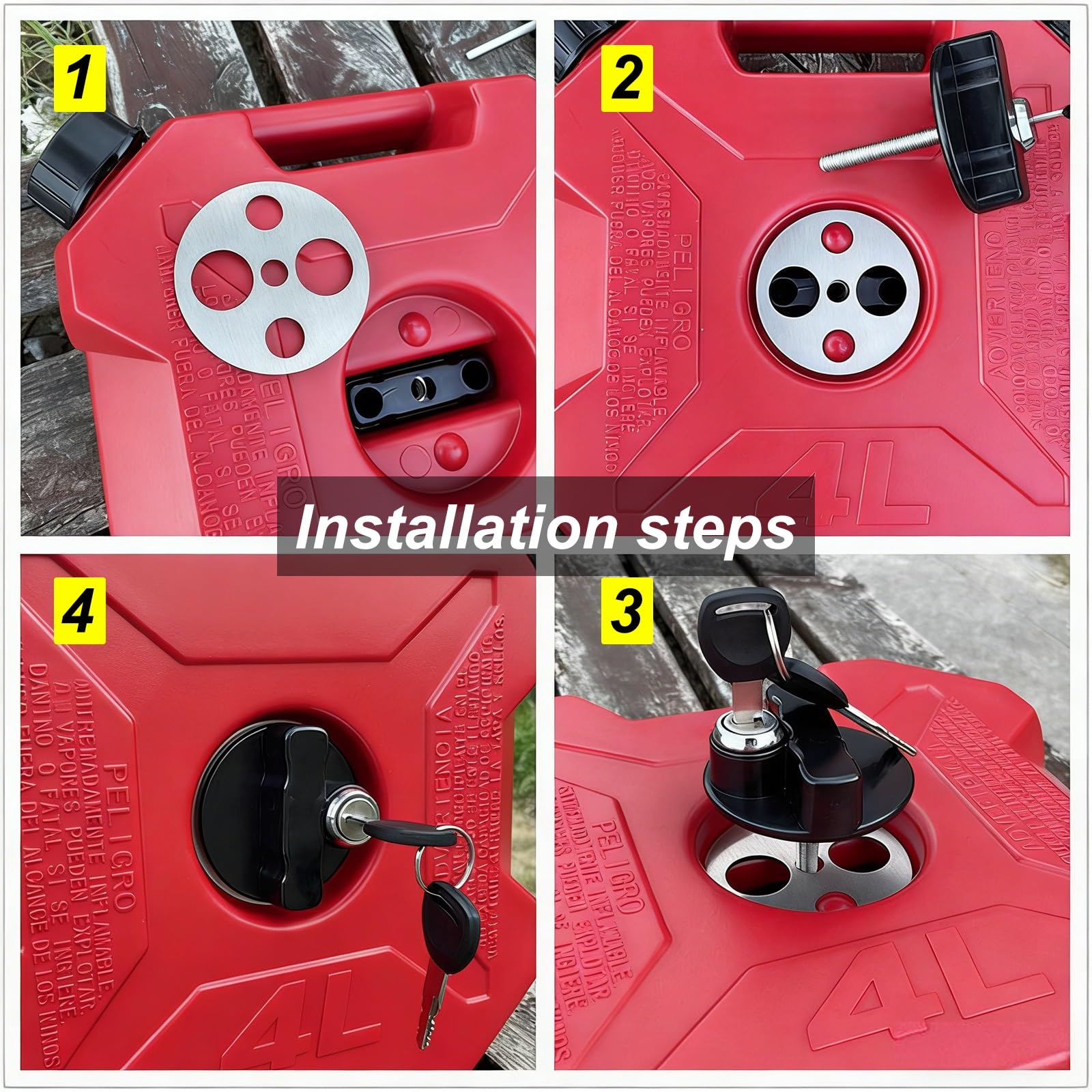 Bidon Gasolina, Garrafas de Aceite de Motor de Plástico con Cierre de Seguridad, Ligeras, Prácticas y Fáciles de Instalar, Aptas para Motocicletas y Coches(Black)