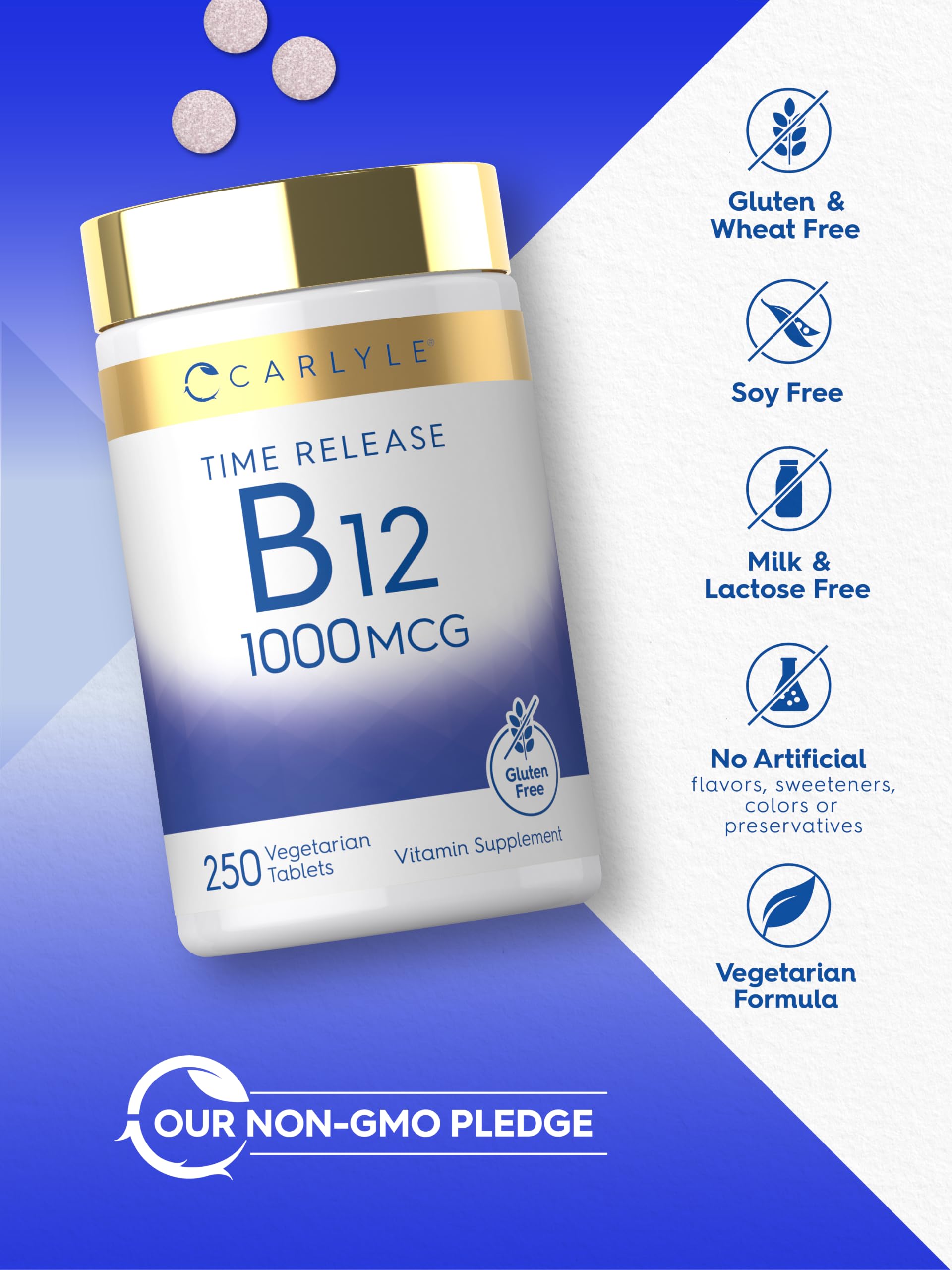 Carlyle B12 Vitamin 1000 mcg | 250 Count | Time Release Tablets — Amazon image 5