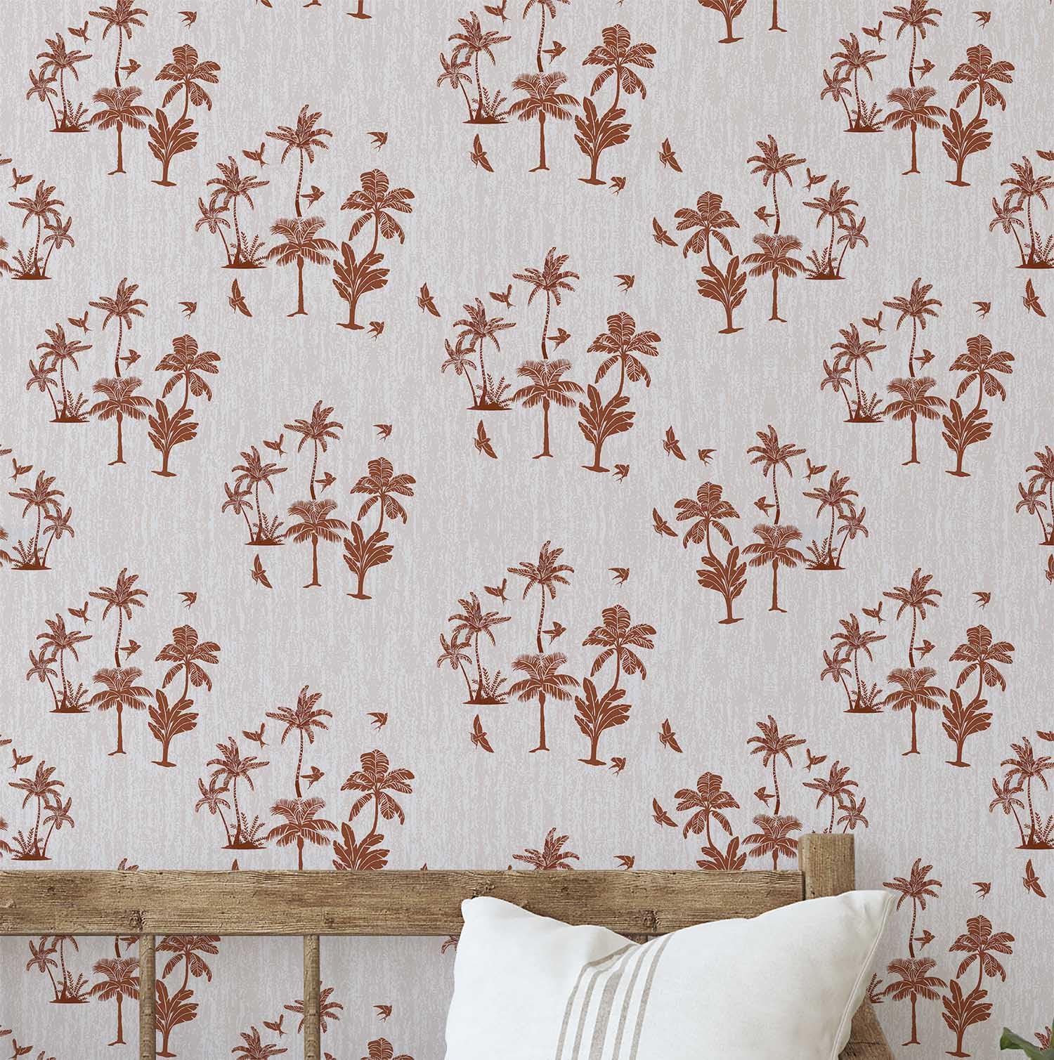 Papier peint autocollant palmier marron rénovation murale facile
