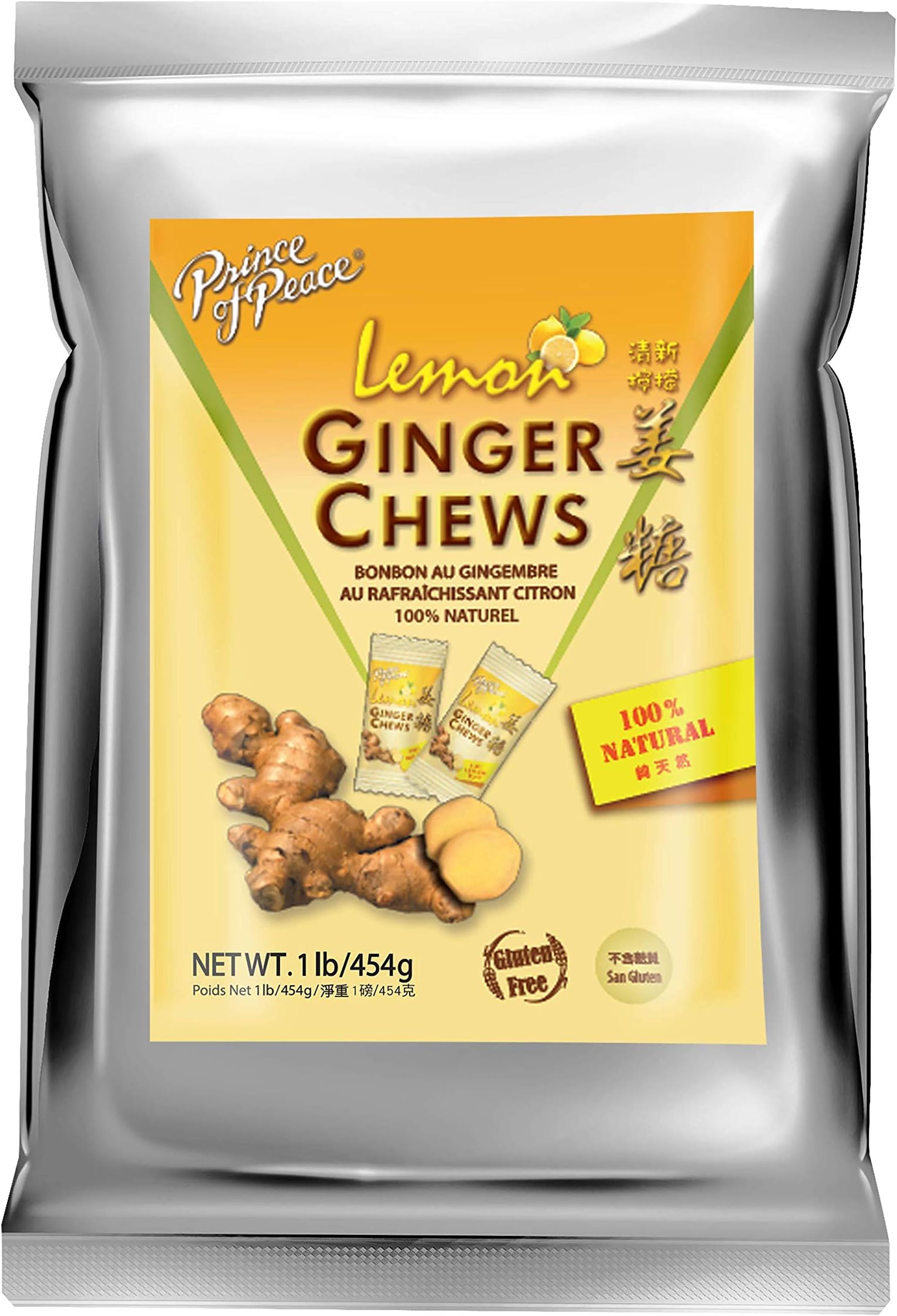 Prince of Peace Ginger Chews With Lemon, 1 lb. – Candied Natural Candy