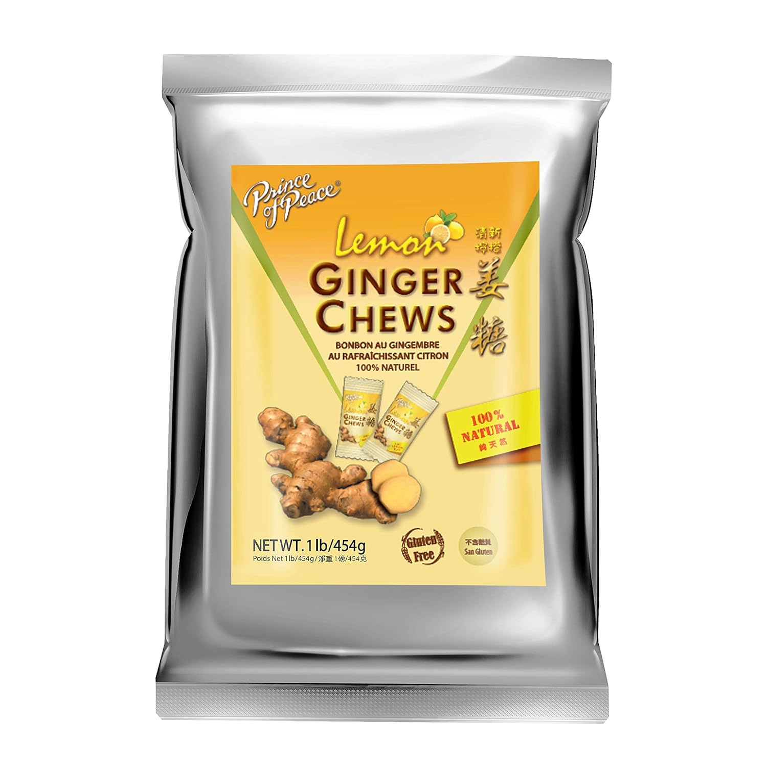 Prince of Peace Ginger Chews With Lemon, 1 lb. – Candied Natural Candy