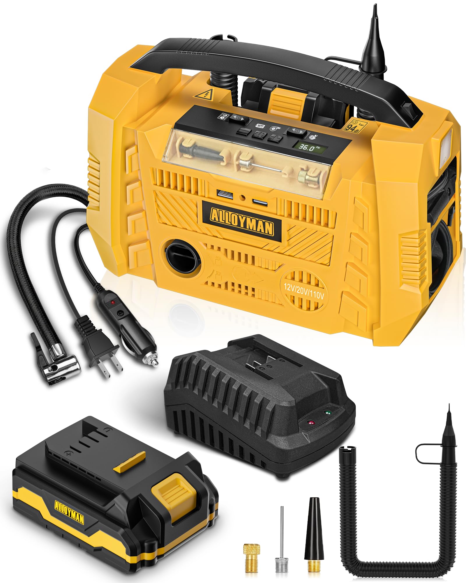 Snapklik.com : Alloyman Portable Cordless Tire Inflator Air Compressor ...