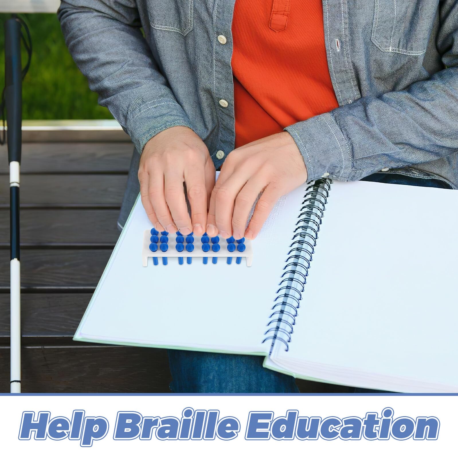 Kit de Aprendizaje Braille con Tablero de Práctica de Plástico de 24 Celdas y Lápiz Óptico para Estudiantes Ciegos en Uso Educativo Diario