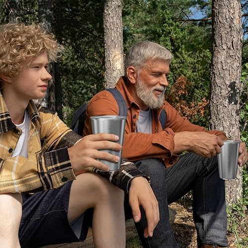 Miniatura 6 de Vasos de acero inoxidable de 20 oz20.3 fl oz (paquete de 2), vaso de acero inoxidable para camping, vasos de metal apilables, sin BPA, apilables,