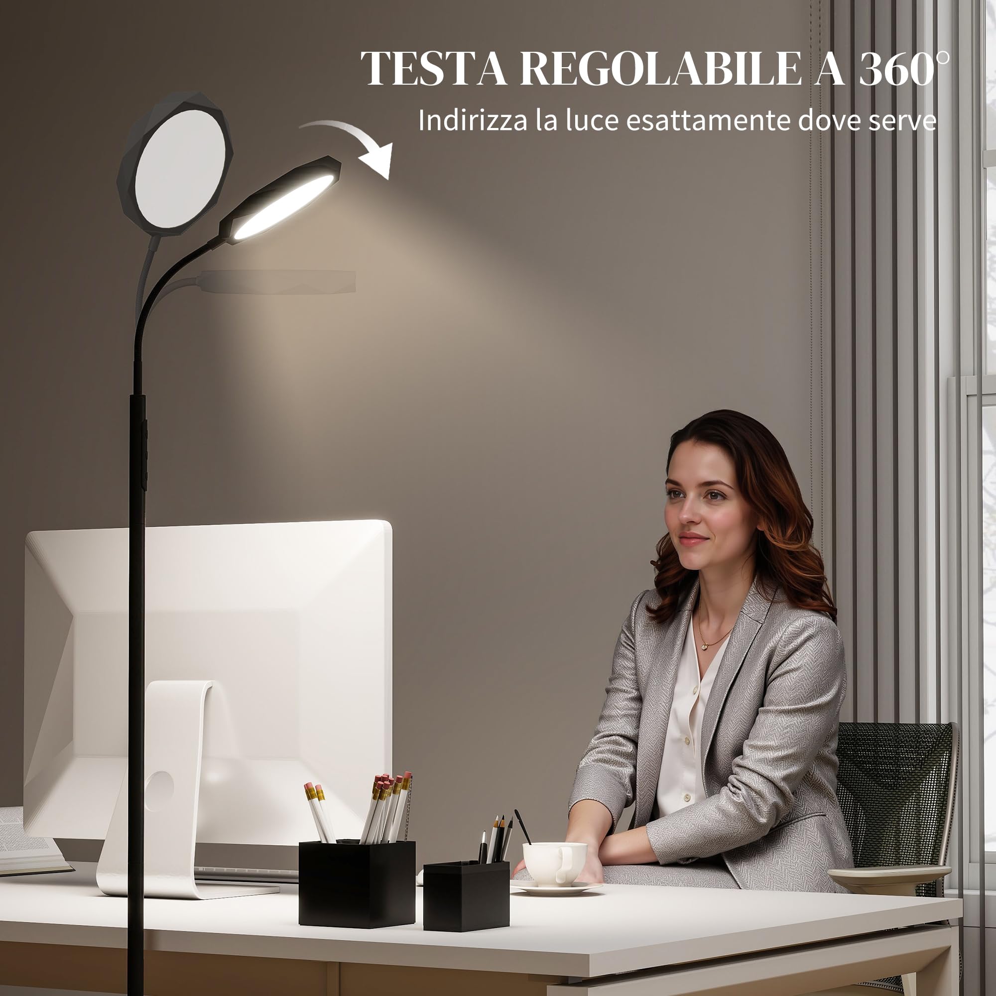 HOMCOM Lampe à LED réglable avec télécommande magnétique Noir
