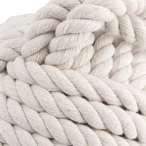 Miniatura 3 de SEHOI 2 piezas de tope de puerta de algodón con nudo de cuerda náutica, tope de puerta de bola de cuerda náutica blanca crema, tope de puerta de