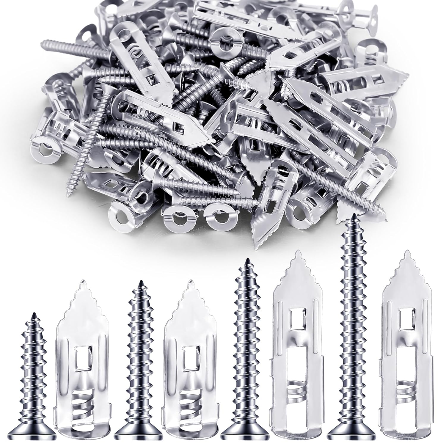 LEIFIDE 490 Pcs Self Drilling Drywall Anchors Screws, 4 Sizes Expansion Screws and 2 Sizes Wall Anchors, 2026 Upgraded Zinc Plated Steel No Drill Needed for Wall Hanging, Easy to Install