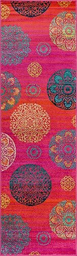 Miniatura 2 de Unique Loom Azalea Collection - Alfombra de área Aromi (2 pies 11 pulgadas x 10 pies, rojo óxidomarfil)