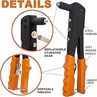 Vista 4 de ISPINNER Kit surtido de remaches ciegos de aluminio de 225 piezas con herramienta de remache manual resistente, 6 tamaños de remaches