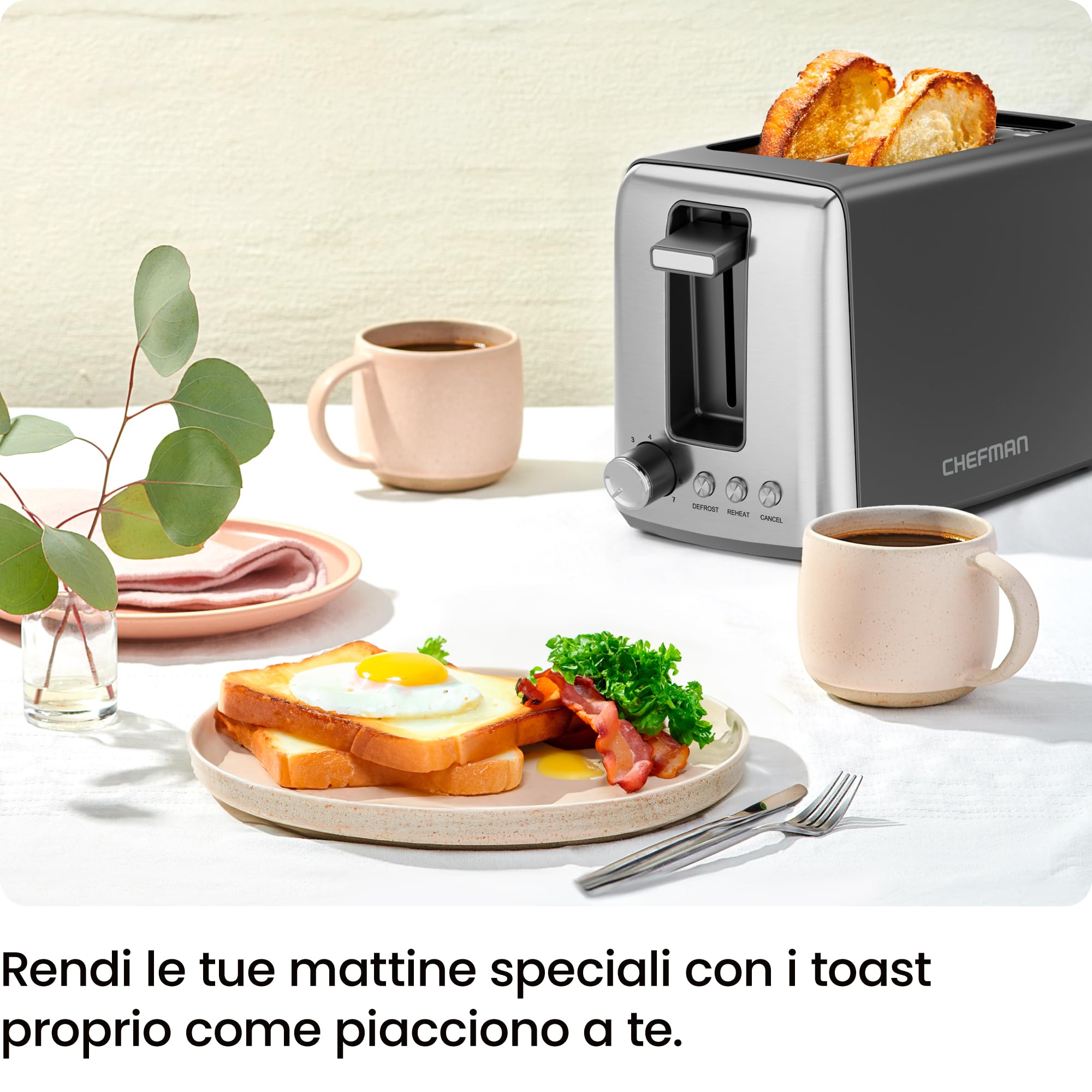 Tostapane Chefman a 2 strati, 7 gradazioni, 3 modalità di cottura, vassoio raccoglibriciole rimovibile, tostapane per toast farciti e bagel, scongelamento, annullamento, perfetto per dolci – Nero