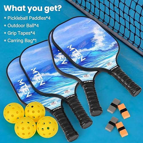 Vista 162 de Pickleball Paddles, USAPA Approved Fiberglass Surface Pickleball Set with Pickleball Rackets, Pickleball Paddles Set for Men Women azul (blue*1)