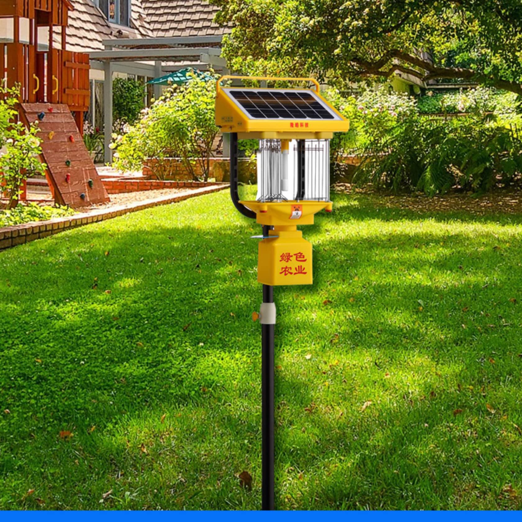 Solar-UV-Fliegenfalle für den Außenbereich, 2-in-1, vollautomatischer Insektenvernichter, Schädlingsbekämpfungslampe für die Landwirtschaft, Hochleistungsnetz, IPX7, Mückenvernichtungslampe für