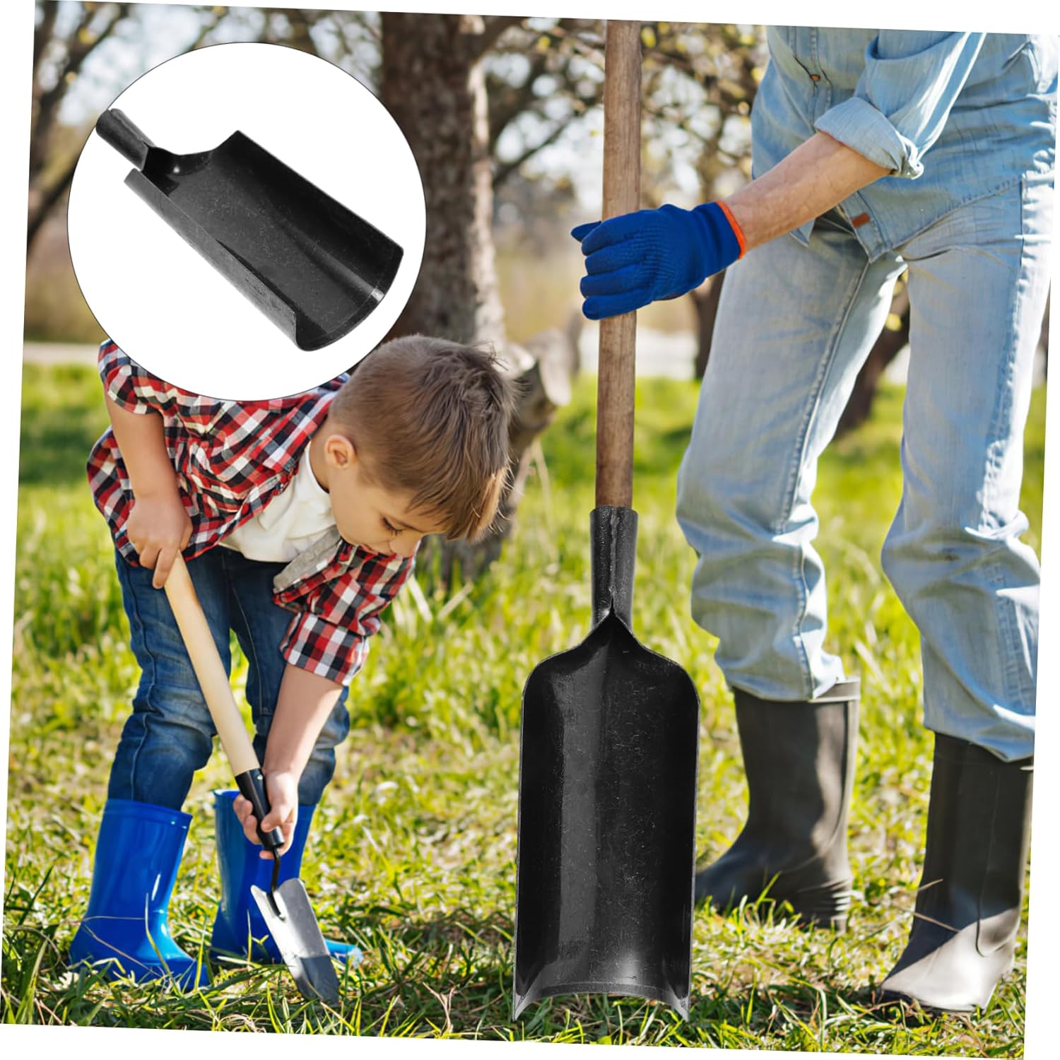 POPETPOP Shovel Heavy Duty Garden Tool Comfortable Handle for Planting Weeding and Soil Loosening