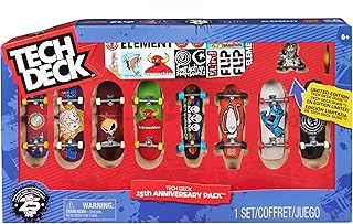 TECH DECK, 25th Anniversary 8-Pack Fingerboards with Exclusive Figure, Collectible and Customizable Mini Skateboards, Kids Toys for Ages 6 and up