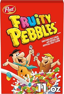 Fruity Pebbles Gluten Free Cereal for Kids - Sweetened Puffed Rice Breakfast, 11 oz Fun Fruity Flavor Box