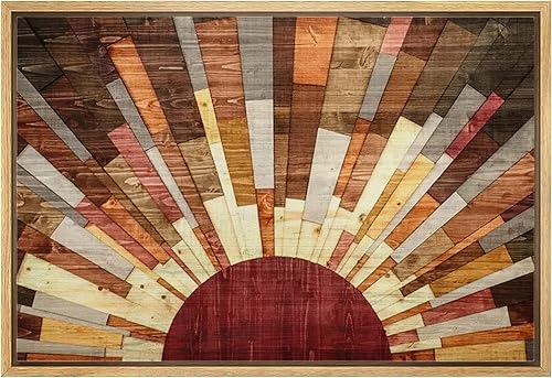 Miniatura 46 de wall26 Lienzo Enmarcado Impreso Arte de Pared Boho Amanecer Naranja Sobre Montañas Rosas y Rojas Naturaleza Ilustraciones Abstractas Minimalismo