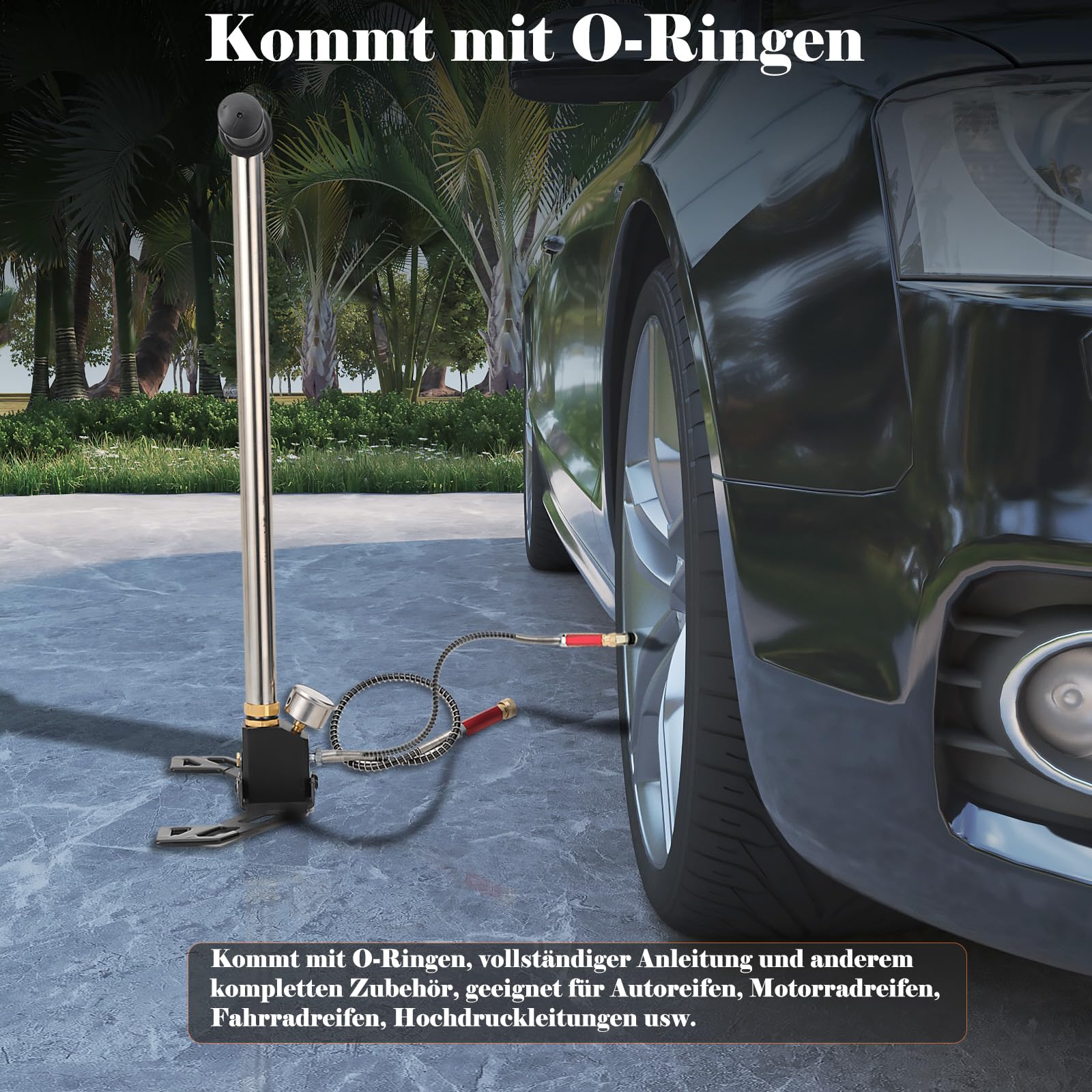 PCP Handpumpe 3-Stufiges Hochdruckpumpe 4500PSI/30MPa Hochdruckluftpumpe Luftgewehrpumpe mit Manometer, PCP Handpumpe für Luftpistole Bootsreifen Kajaks Autoreifen Motorrädern