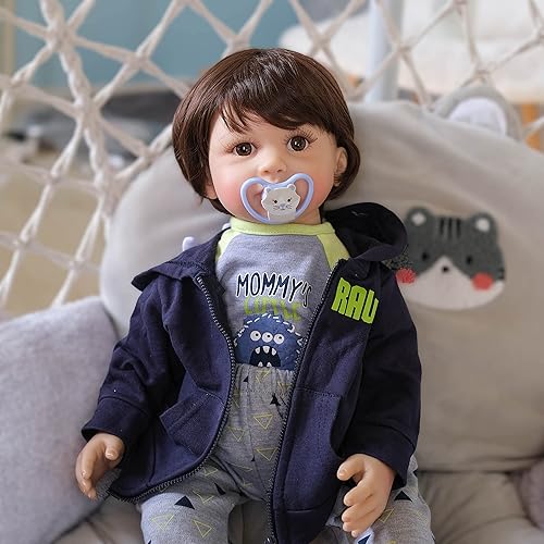 Miniatura 7 de Muñecas Reborn de 24 pulgadas y 23.6 in para niños pequeños, de aspecto real, tela de silicona suave, cuerpo pesado, realista, juguetes de regalo
