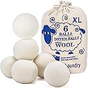 Handy Laundry Wool Dryer Balls - Natural Fabric Softener, Reusable, Reduces Clothing Wrinkles and Saves Drying Time, Better Alternative to Plastic Balls and Liquid Softener (Pack of 6)