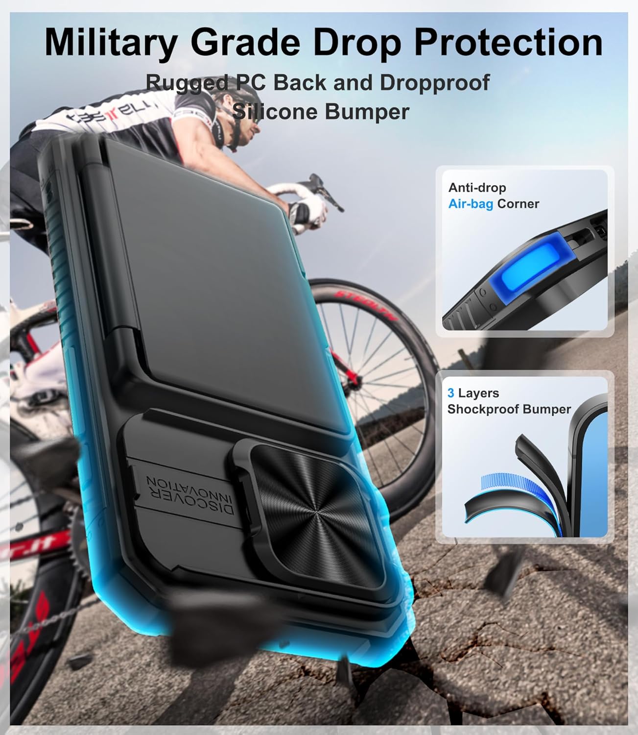 for iPhone 16 Pro Case Wallet, Built-in Card Holder (4-5 Cards), Slide Camera Cover, Military Grade Drop Protection, Rugged Heavy Duty Men Women Protective Phone Case for iPhone 16 Pro, Black - Image 5