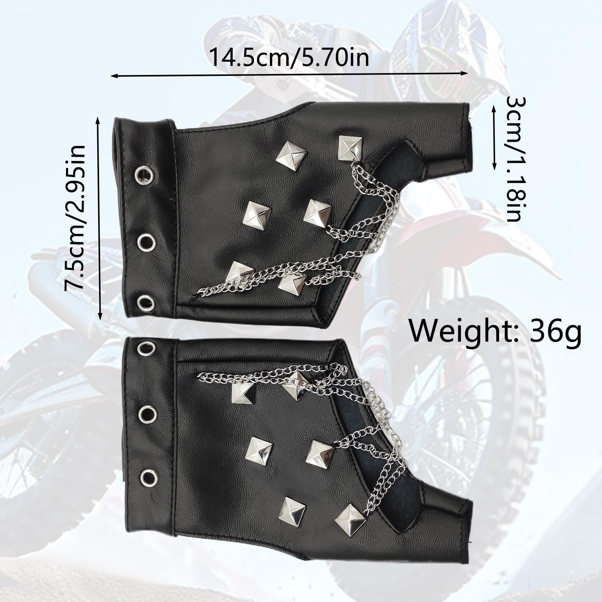 XCSJ Punk Fingerless Gloves with Rivets - Image 4