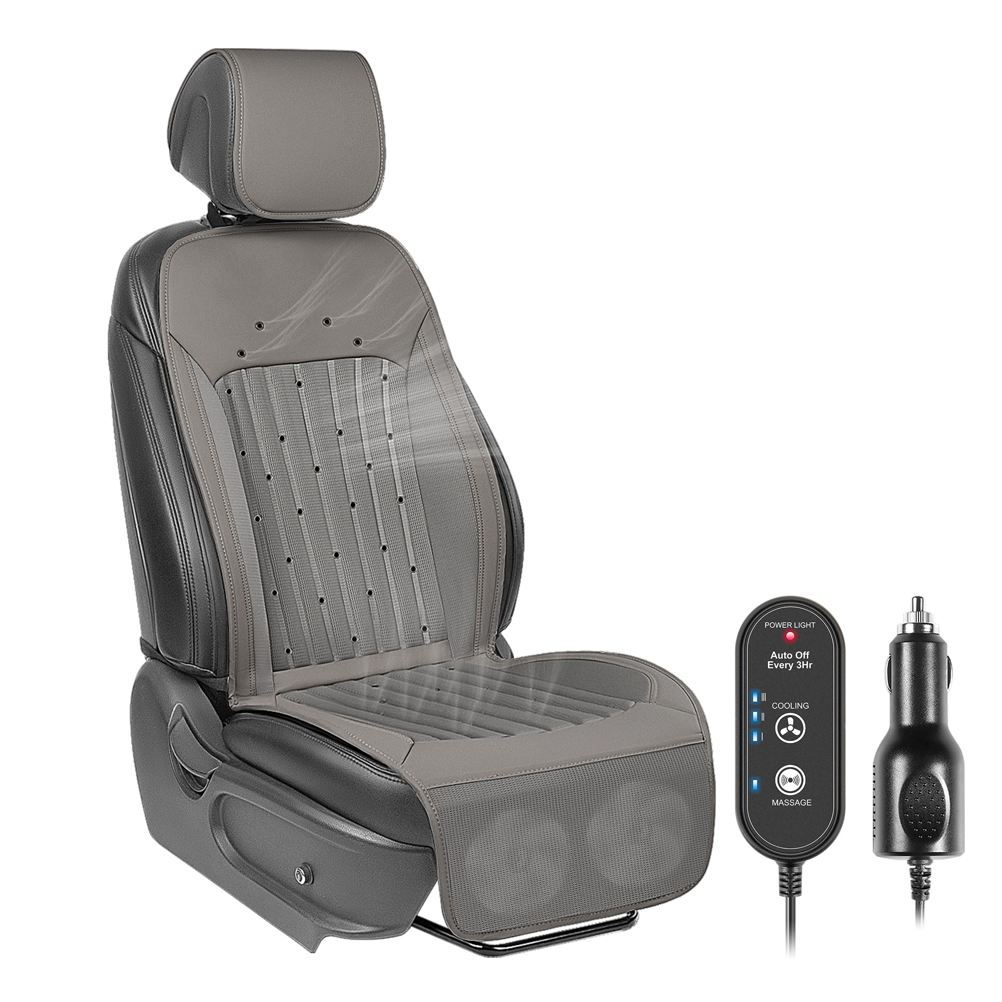 paffenery 2025 upgraded cooling car seat cover front seat, 12v-24v ventilated cooling car seat cushion, cooled seat cover for car suv truck universal fit, dark grey