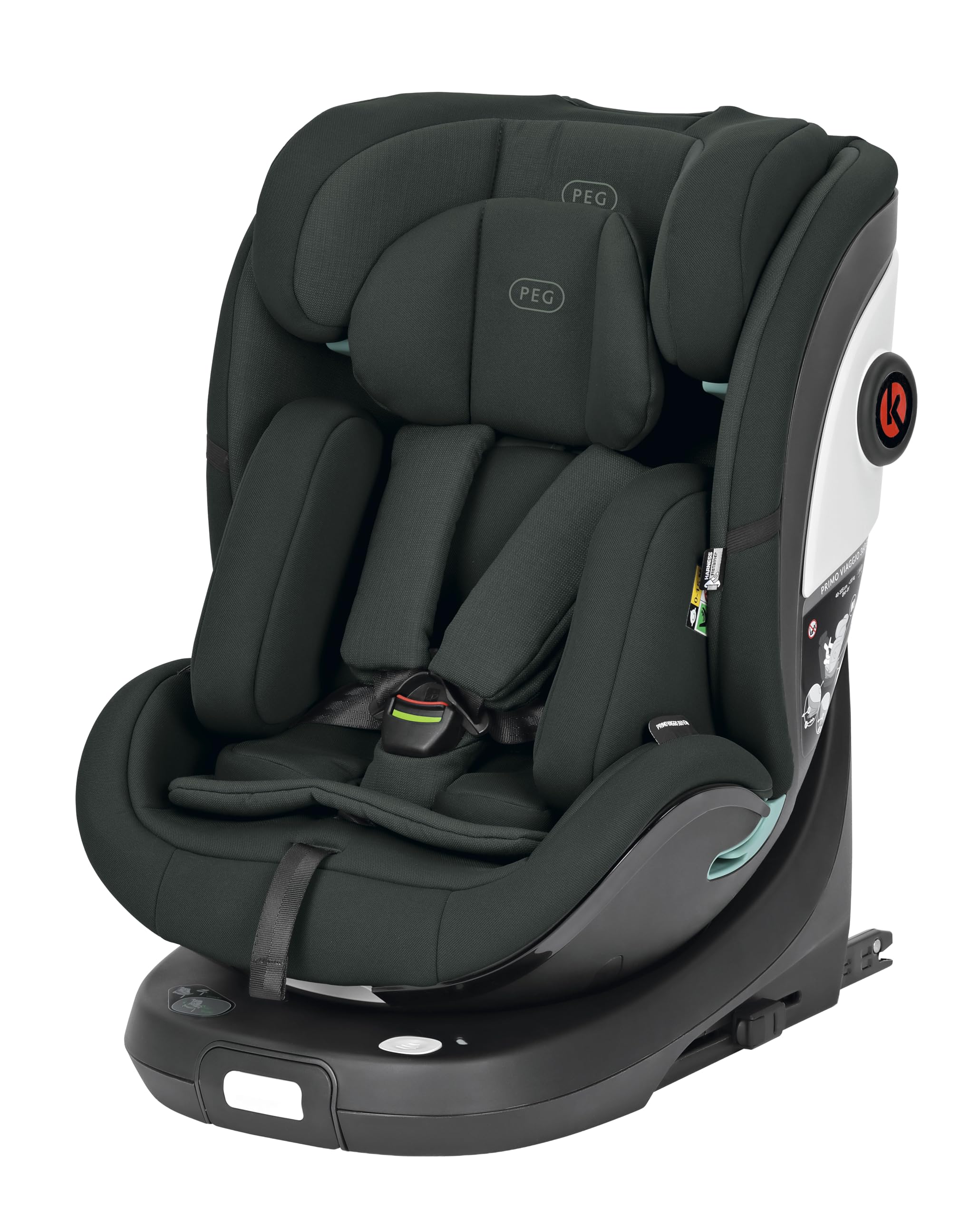 PEG Primo Viaggio 360 EVO Seggiolino Auto Evolutivo All-In-One con ISOFIX, Girevole, Reclinabile, per Bambini dalla nascita a 150 cm (0-12 anni), 0-36 kg, Metal
