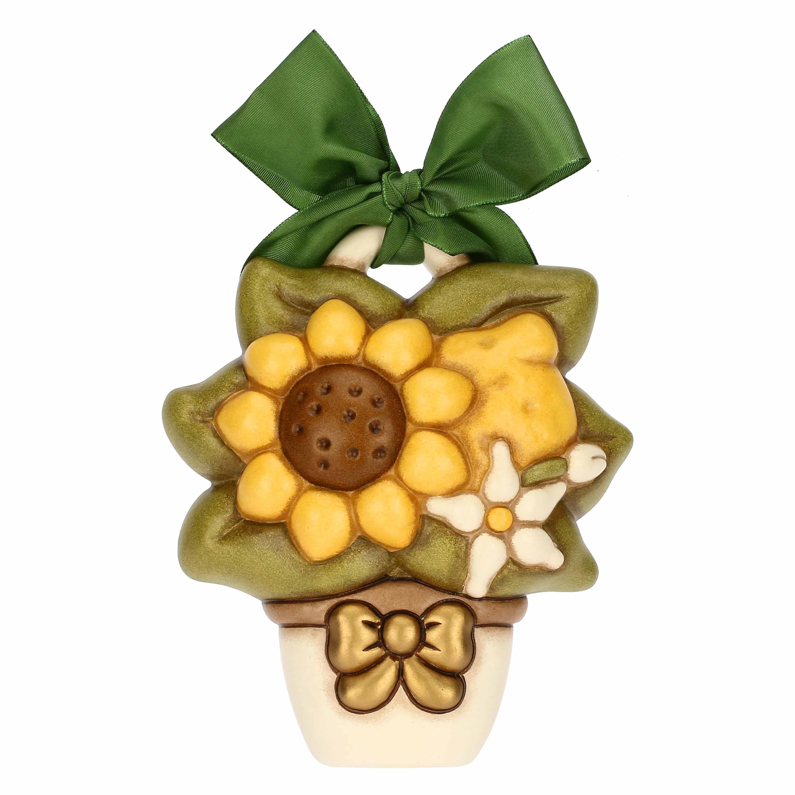 THUN, Hand Decorated Ceramic Sunflower and Lemon Mould, Medium Version, Gift Idea, 13 x 15 x 4 cm