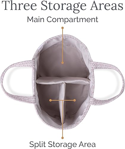 Miniatura 3 de Natemia Organizador de pañales de cuerda de algodón, versátil cesta de guardería con contenedor de almacenamiento para pañales y artículos