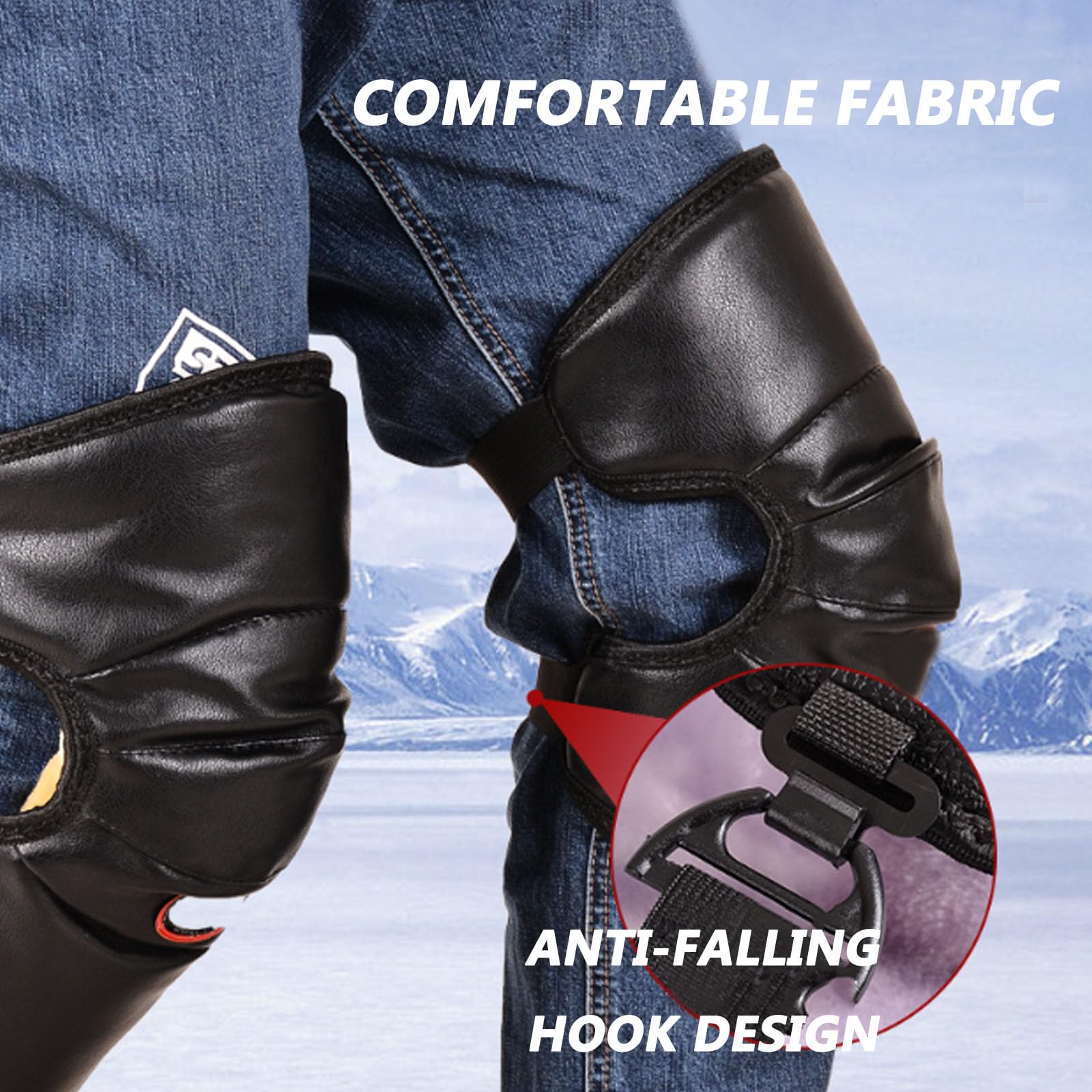 Ginocchiere per moto, Cinghie regolabili antivento e resistenti al freddo, ganci anti-caduta, 1 paio di ginocchiere, cinghie adesive lunghe(Long Adhesive Straps)
