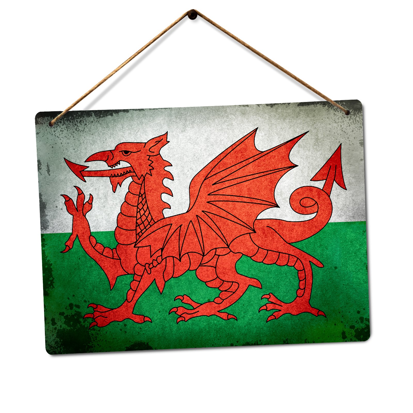 WTF | Worn UK Flags – Wales | Twine - Metal Wall Sign Plaque Art Inspirational