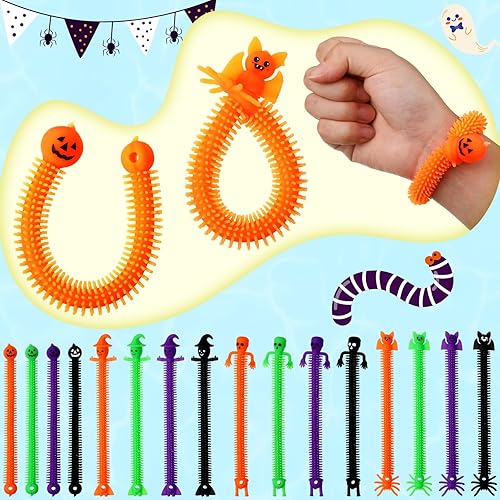 Miniatura 4 de Liliful Paquete de 36 juguetes sensoriales de Halloween para ansiedad, habilidades motoras finas y aprendizaje para autismo, bolsas de regalo,