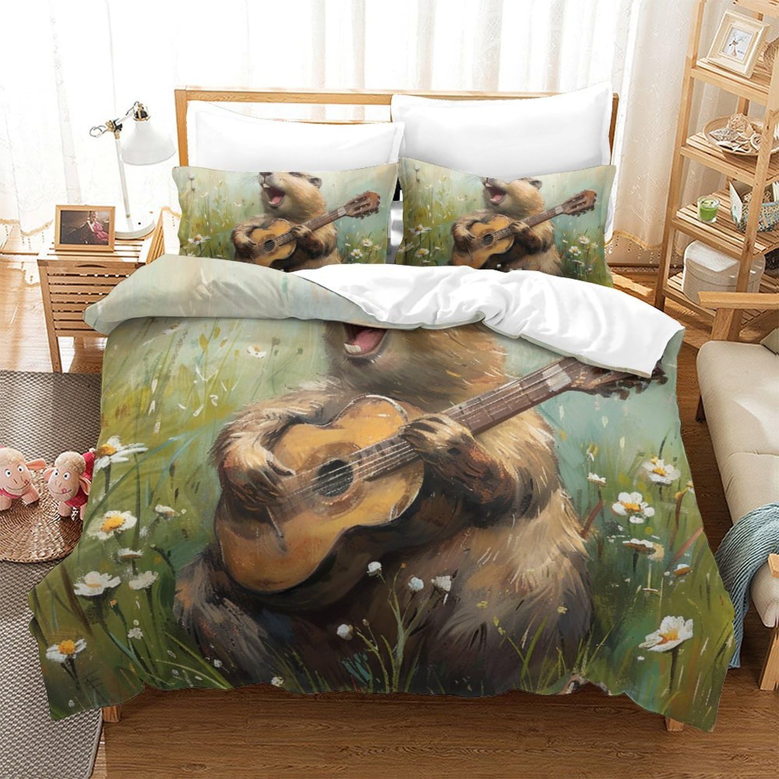 Housse de couette loutre 3D Super King 260x220 en microfibre
