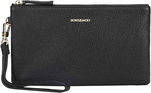 DORIS&JACKY Bolso pequeño lindo de la cartera del embrague de cuero de la piel de cabra con la correa