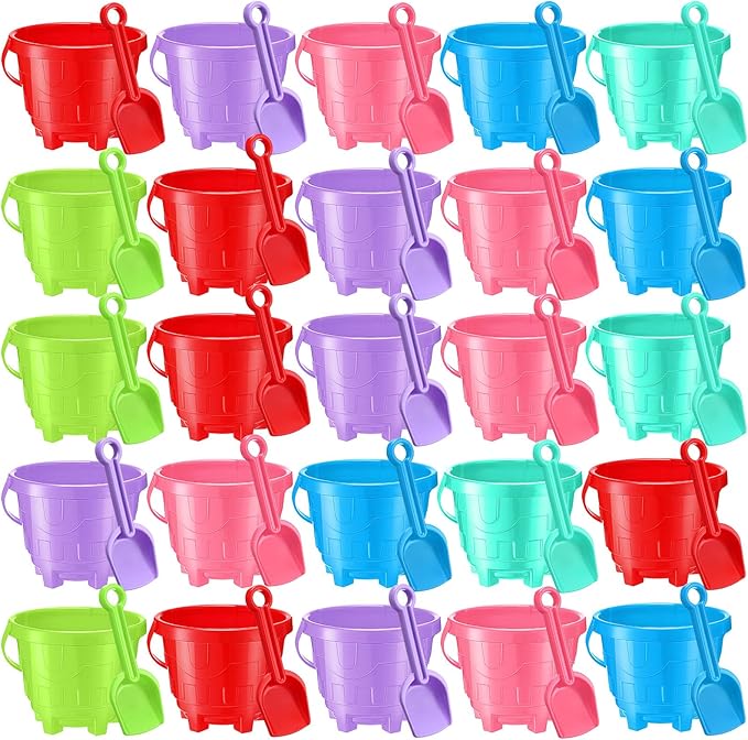 48 Pcs Sand Buckets Bulk for Kids Plastic Beach Buckets