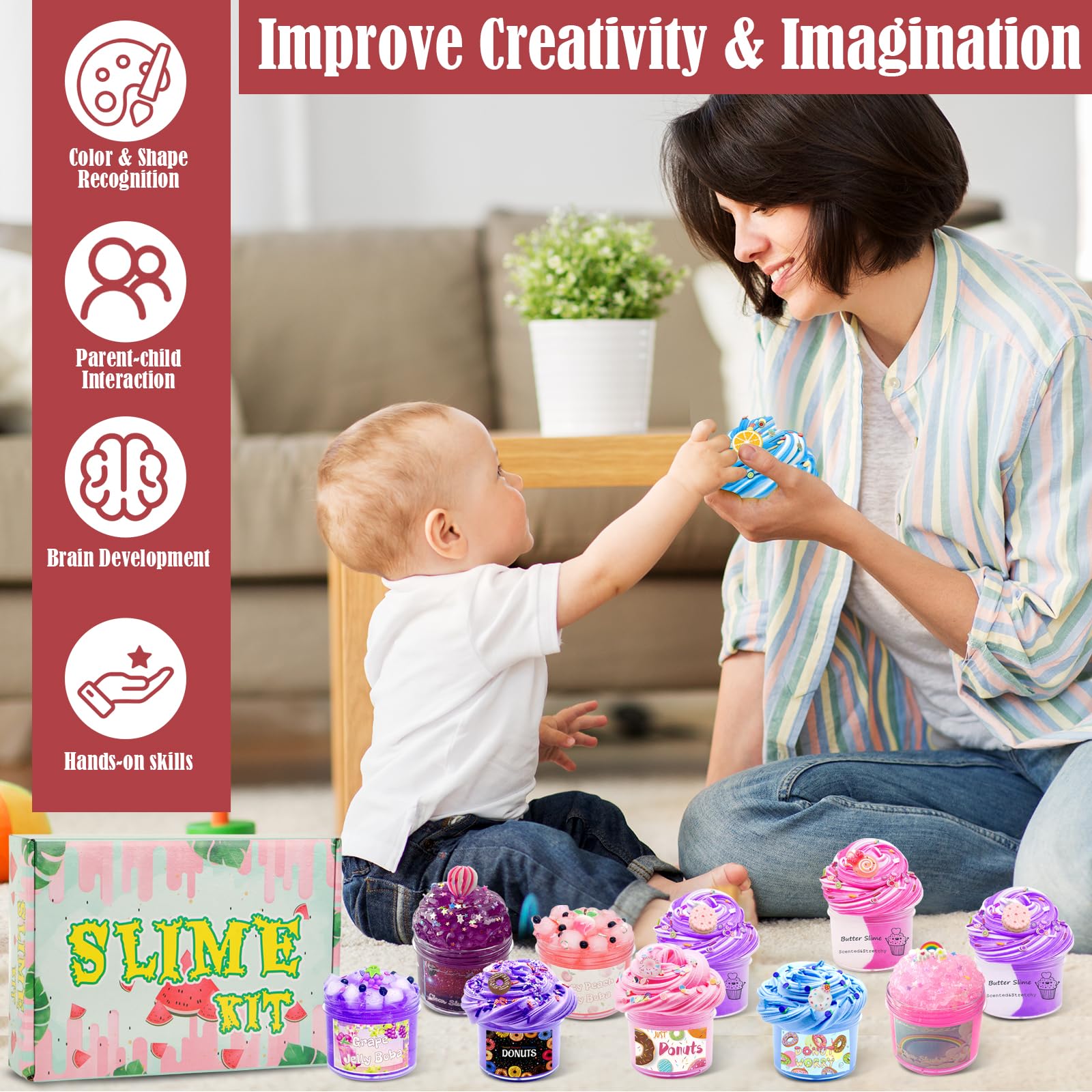12 sztuk 70 ml Slime Set 12 kolorów masła Slime i Clear Slime, zestaw do samodzielnego wykonania dla dzieci, na urodziny, Halloween, Boże Narodzenie, prezent dla dziewcząt i chłopców